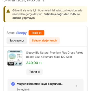 Yanlış Ürün Teslimatı: Sleepy Bionatural Bebek Bezi Siparişimde Sorun