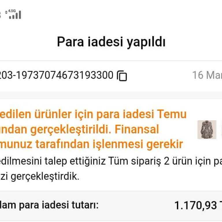 Temu'dan Para İadesi Sorunu