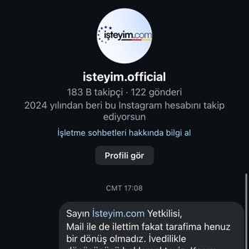 İsteyim.com'dan Beklenen Destek Gelmedi