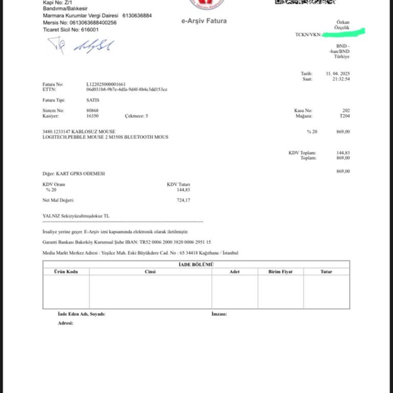 Yanlış Alınan Mouse Modeli İçin Değişim Talebi Reddedildi