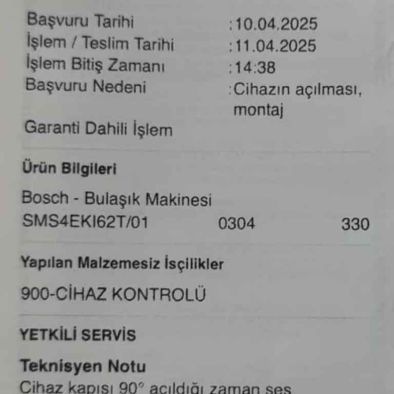 Bosch Bulaşık Makinesi Değişim Sürecinde Müşteri Mağduriyeti