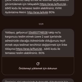 Teslimat Sorunu Ve Yanıltıcı Bildirimler