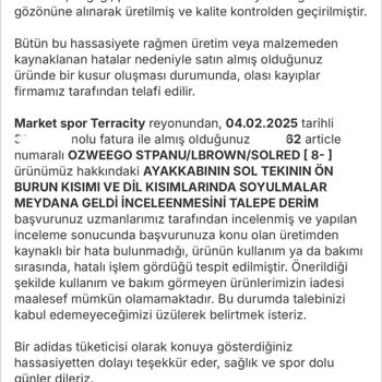 Adidas Ayakkabıda Açılma Ve Soyulma Sorunu