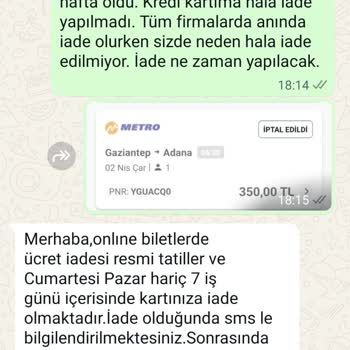 Metro Turizm'de İade Sorunu Ve Bayram Yoğunluğu Mağduriyeti