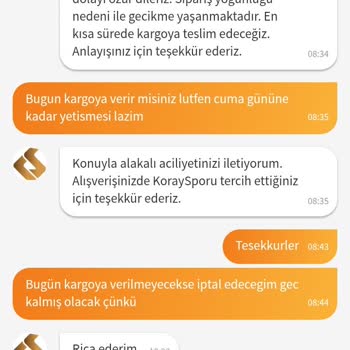 Koray Spor'dan Sipariş Edilen Ayakkabının Geciken Kargo Süreci