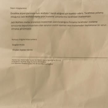 Jack Wolfskin Ürün Kalitesi Ve Müşteri Hizmetleri Hayal Kırıklığı