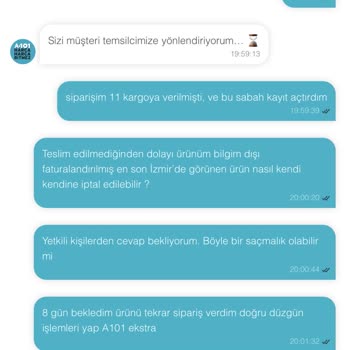 A101 Siparişimde Teslimat Sorunu