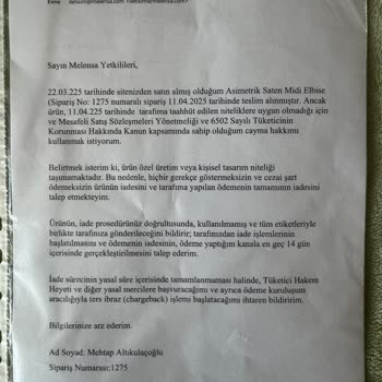 Kalitesiz Ürün Ve İade Sorunu Yaşadım