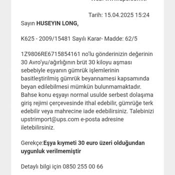 UPS Türkiye'nin Gümrükleme Sorunu