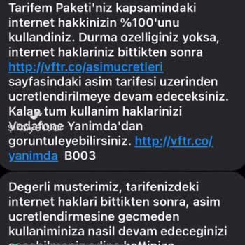 Vodafone Gece Uyurken Aşım Mesajı Göndererek Faturaya Yansıtma