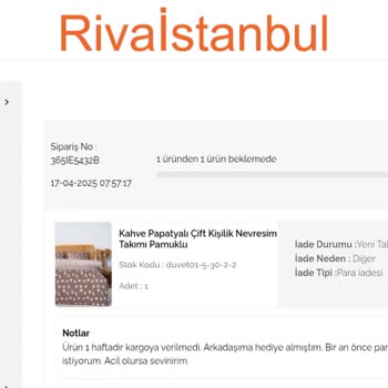 Riva İstanbul'dan Sipariş İadesi Ve Geri Ödeme Sorunu