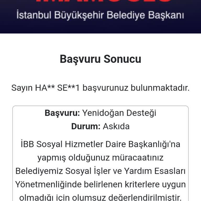 İBB Yenidoğan Paketi Başvurum Askıda Kaldı