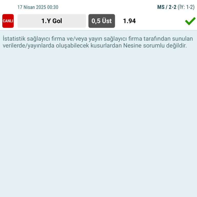 Nesine Uygulamasında Kupon İptalleri Ve Skor Sorunları