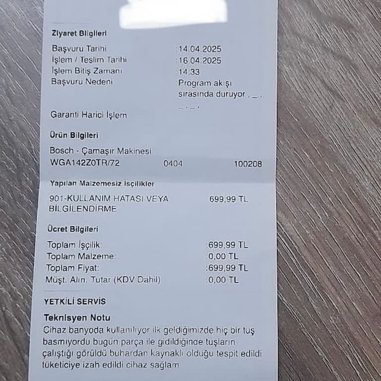 Bosch Servisinin Haksız İşçilik Ücreti Ve Yanıltıcı Hizmeti