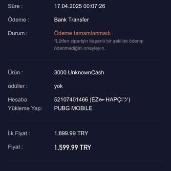 Eksik Bilgi Nedeniyle Tamamlanmayan UC Alımı