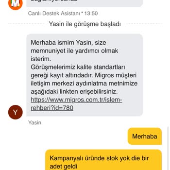 Migros Sanal Market'te Eksik Ürün Ve Yetersiz Müşteri Hizmeti