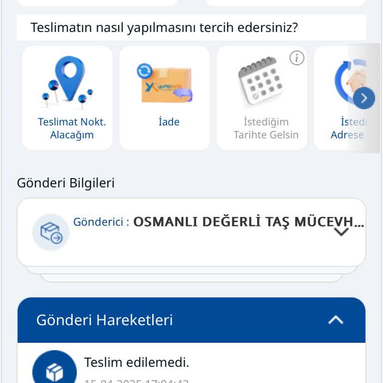 Yurtiçi Kargo'ya Teslim Edilen Kargom Varış Birimde Gözüküp Teslim Edilemedi Yazdı