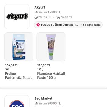 Yemek Sepeti'nde Kedi Kumu Sipariş Sorunu