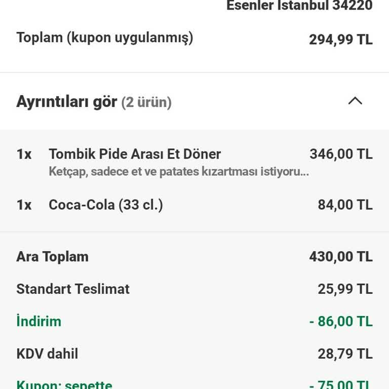 Yemek Sepeti Siparişim Teslim Edilmedi