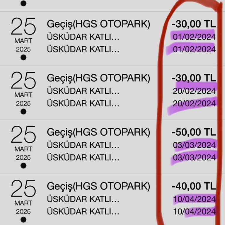 HGS Hesabımdan Haksız Otopark Ücreti Kesintisi