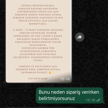 Sipariş Sonrası İletişim Sorunu Ve Teslimat Gecikmesi