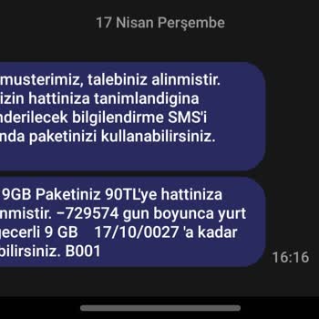Hatalı İnternet Paketi Süresi Ve Yanıltıcı Bilgilendirme