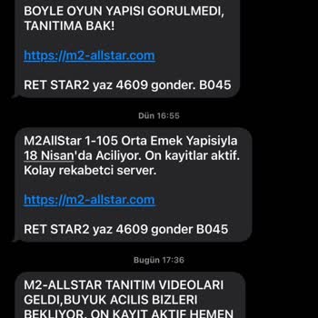 M. Kosulan (SMS) Tarafıma SMS Gelmesi