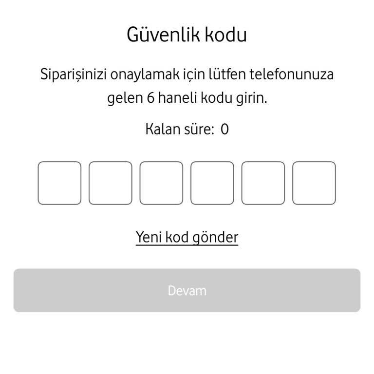 Vodafone Güvenlik Kodu Sorunu