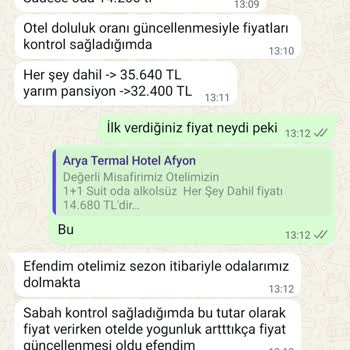 Arya Termal Otel'de Fiyat Şoku Ve Güven Sorunu