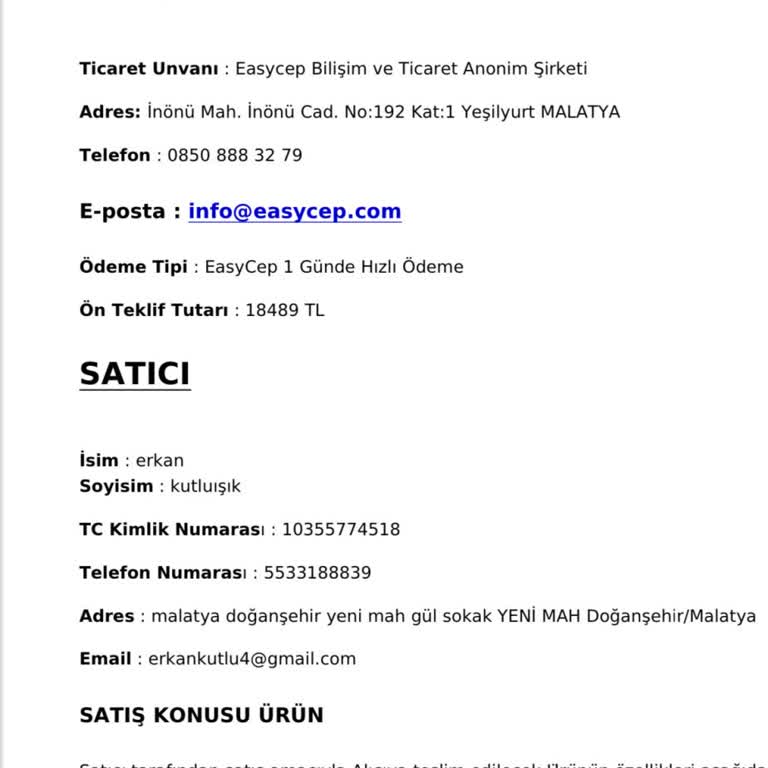 EasyCep'e Satılan Telefonun Ödemesi 9 Gündür Yapılmadı