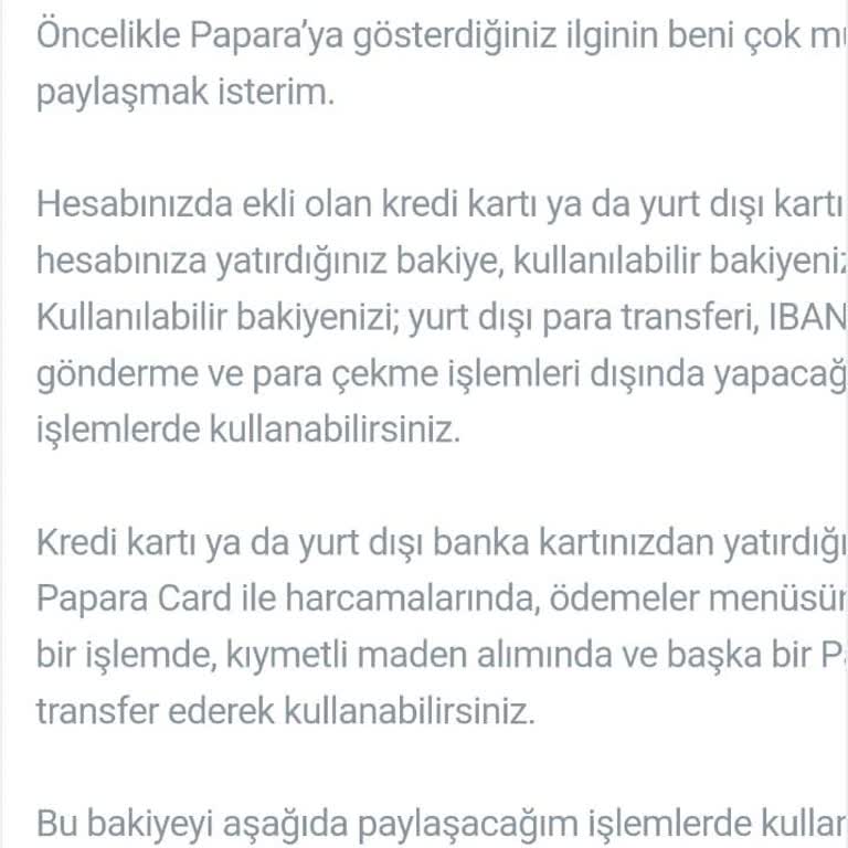 Papara'da Para Yükleme Sorunu ve İade Talebine Yanıt Alamama