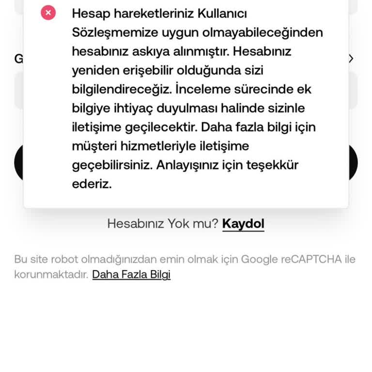 Hesap Askıya Alındı, Para İadesi Bekleniyor