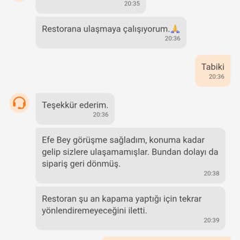 Trendyol GO'da İptal Edilen Sipariş Ve İletişim Sorunu
