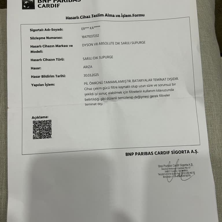 Sigorta Kapsamında Pil Değişimi Sorunu