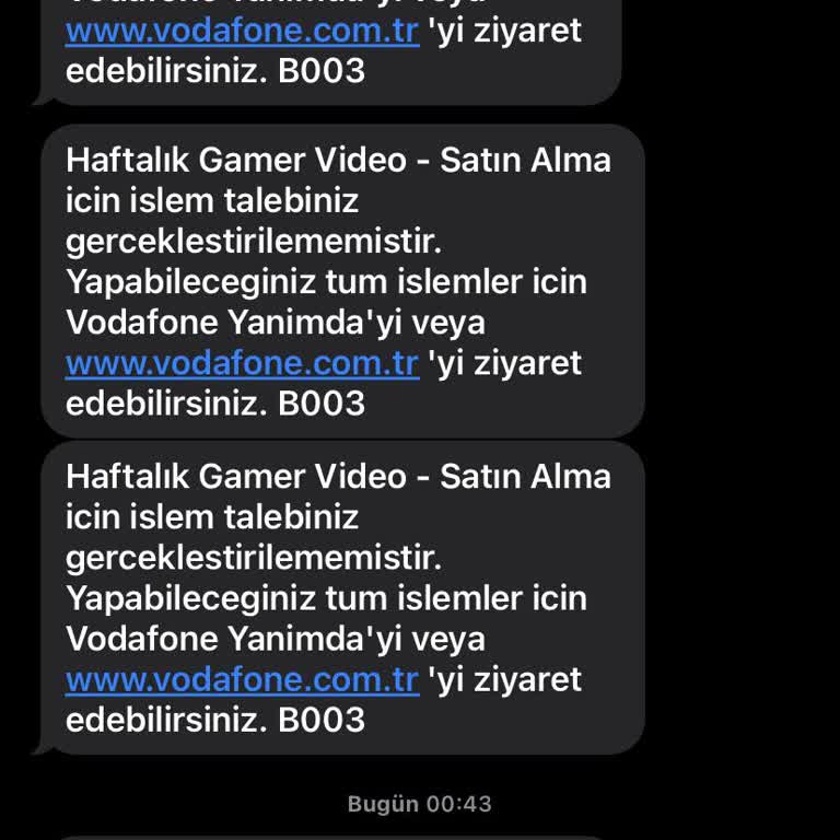 Vodafone Ek Paket Alımında Hata