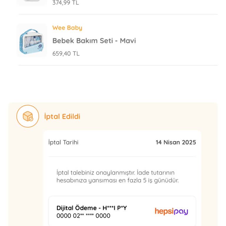 Ebebek'ten Habersiz İptal Edilen Siparişler