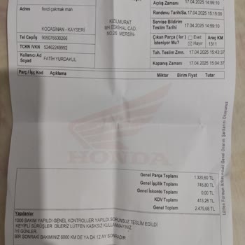 Sıfır Honda Motosikletin Sürekli Arıza Yapması