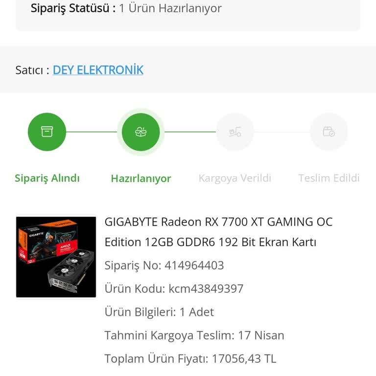 Dey Elektronik RX7700 Xt Siparişim Hâlâ Kargoya Verilmedi!