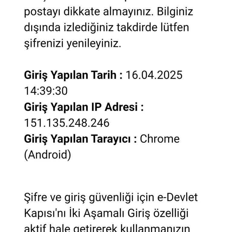 E-Devlet Hesabıma İzinsiz Giriş Sorunu