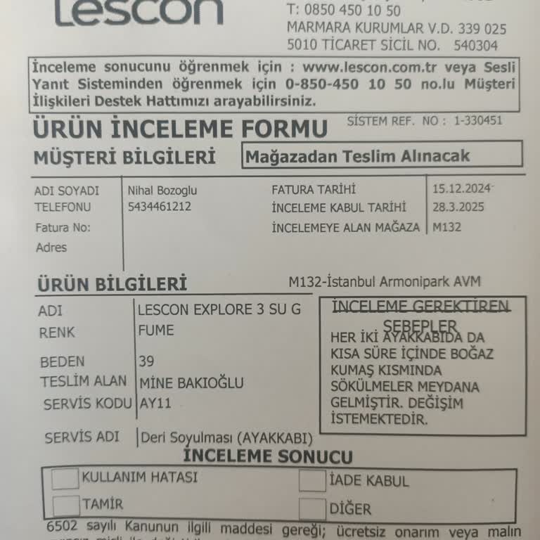 Lescon Ayakkabıda Kalite Hayal Kırıklığı