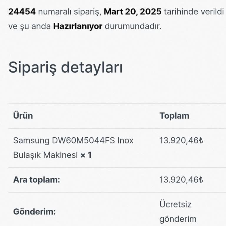 Evinidiz'den Alınan Bulaşık Makinesi Ve İade Edilmeyen Para