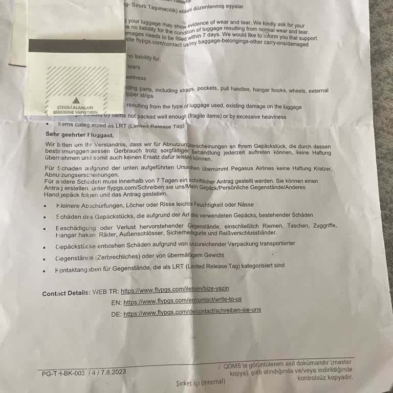 Pegasus'ta Valiz Hasarı Ve İlgisizlik