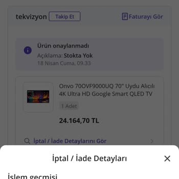 Stokta Var Dediler, Siparişi İptal Ettiler!