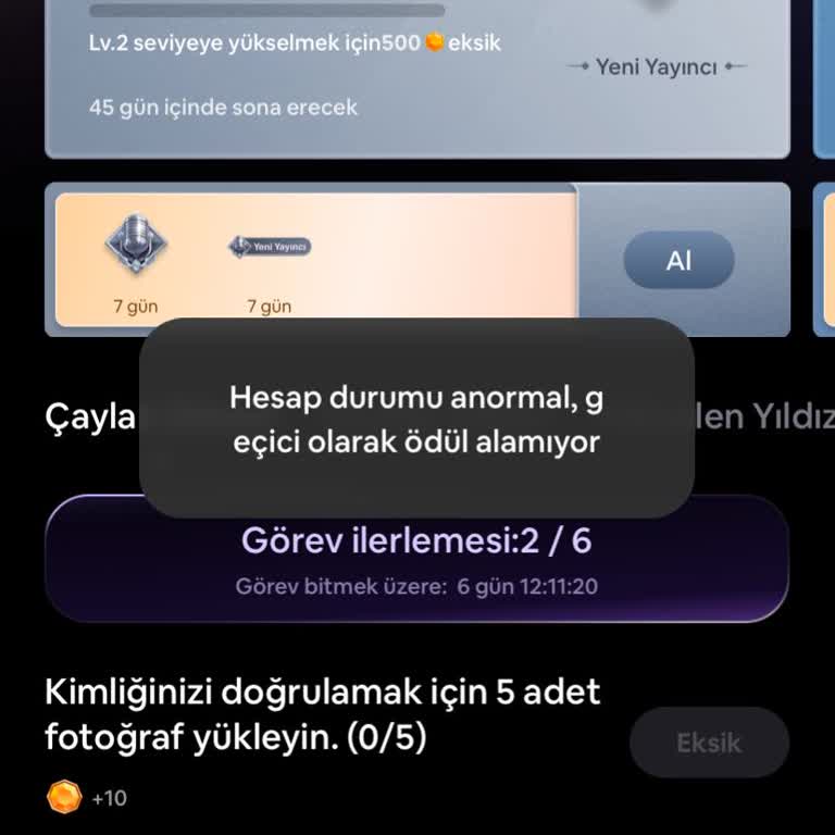 Ödülleri Alamıyorum: Hesap Sorunu