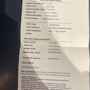 Columbia Montta Renk Kusuru Ve İade Sorunu