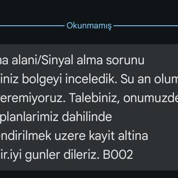 Turkcell'de Sinyal Sorunu Ve Yetersiz Destek