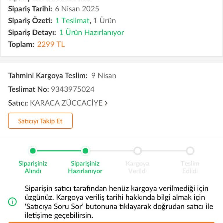 Trendyol'da Kargoya Verilmeyen Ürün Sorunu