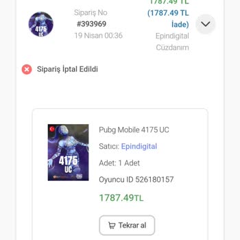 Epindigital'dan Satın Alınan UC'ler Yüklenmedi Ve İade Bekleniyor