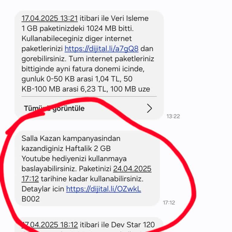 Hediye İnternet Paketim Yanlış Yerden Düşüldü