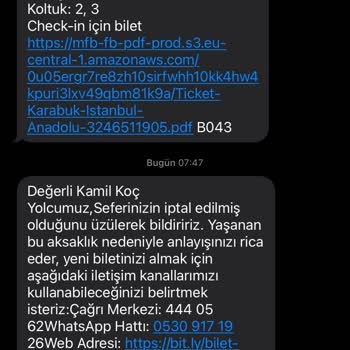 İptal Edilen Sefer Ve Ulaşılmaz Müşteri Hizmetleri